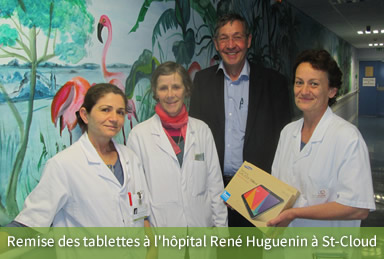 Remise des tablettes à l'hôpital René Huguenin à St-Cloud 